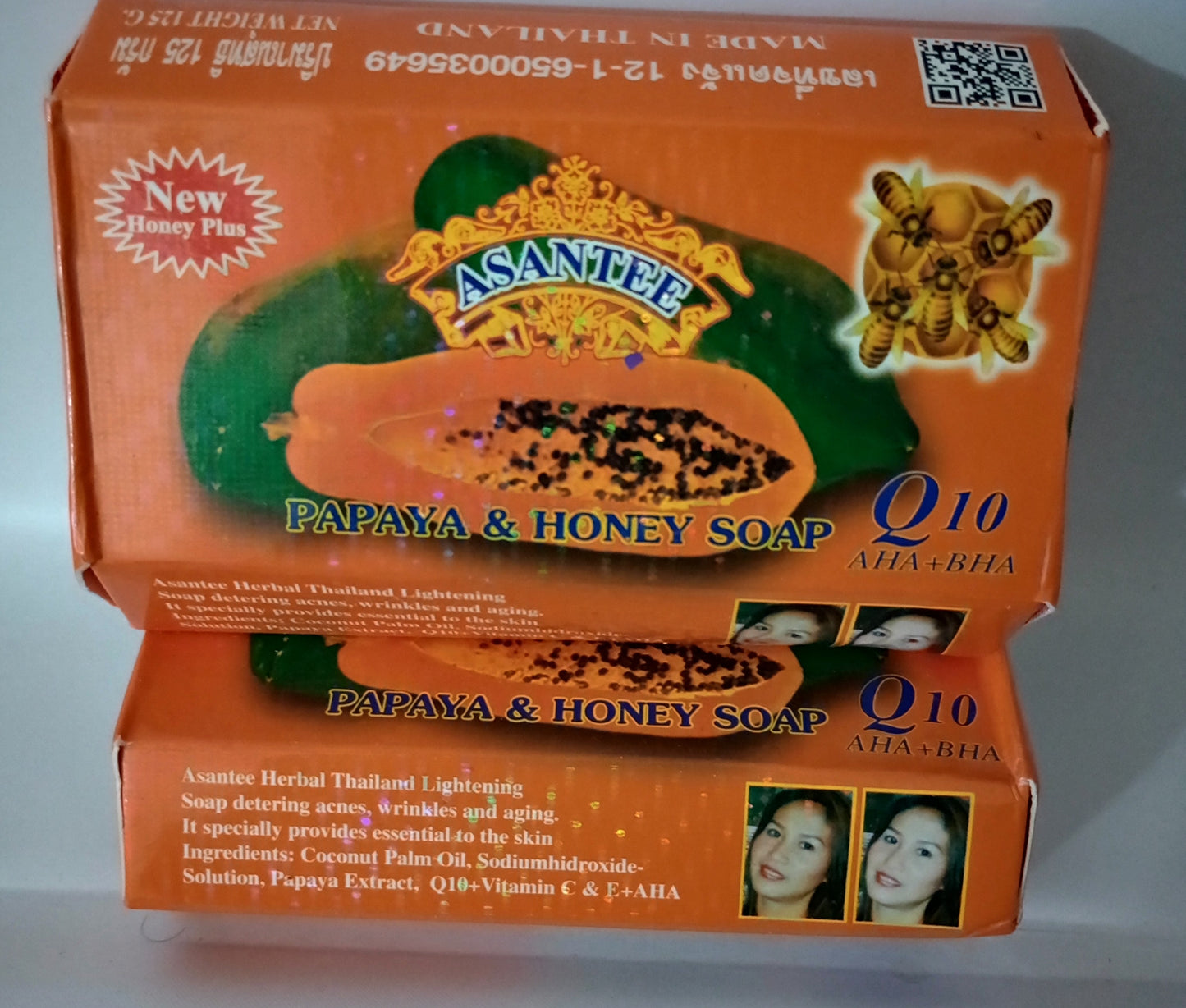 3 PCS/ ASANTEE PAPAYA + HONEY SKIN WHITENING SOAP